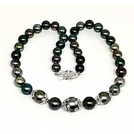 Diamond Tahitian Pearl Necklace 18k Gold 13.25 mm 17" Certified $19,690 822492