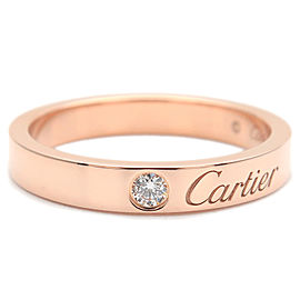 Cartier Engraved 1P Diamond Ring K18 Rose Gold #52 US6 EU52