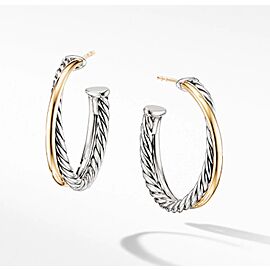 David Yurman Crossover Hoop Earrings with 18K Yellow Gold