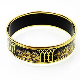 Hermes Gold Tone Metal Cloisonne Bangle Bracelet