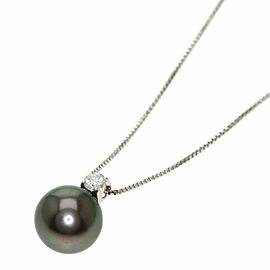 TASAKI 18k White Gold Diamond Black Pearl Necklace LXGQJ-1147