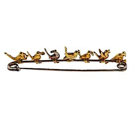 Antique Gold Enamel Bird Large Brooch