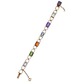 Midcentury 1950s Multi-Color Gemstone Gold Bracelet