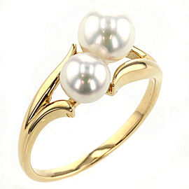 MIKIMOTO 18k Yellow Gold Pearl 2P Ring LXGBKT-862