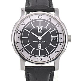 BVLGARI Solo tempo ST35S Date SS Leather Quartz Watch LXGJHW-400