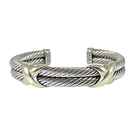 David Yurman 925 Sterling Silver 14K Yellow Gold 2-Row XX Bracelet