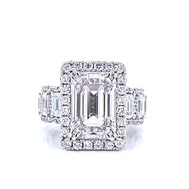 True 8 Carat Emerald Cut Lab Grown Diamond Engagement Ring. IGI Certified Halo Eternity