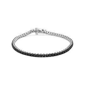 True .925 Sterling Silver 4.0 Cttw 4-Prong Set Treated Black Round-Cut Diamond Classic Tennis Bracelet (Black Color, I2-I3 Clarity) - 7.25"