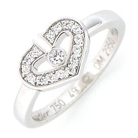 Cartier 18K white Gold C Heart Pave Diamond US 5 Ring LXWBJ-762