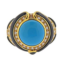 Gold Diamond Onyx Turquoise Ring