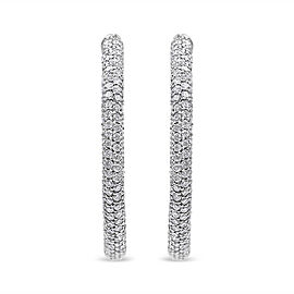 18K White Gold 2 1/3 Cttw Pave Set Diamond Semi Eternity Leverback Hoop Earrings (F-G Color, VS1-VS2 Clarity)