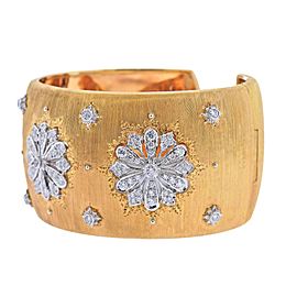 Mario Buccellati Diamond Gold Wide Cuff Classic Bracelet