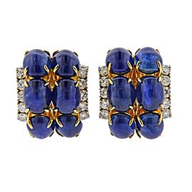 Aletto Brothers 37 Carat Sapphire Cabochon Diamond Gold Earrings