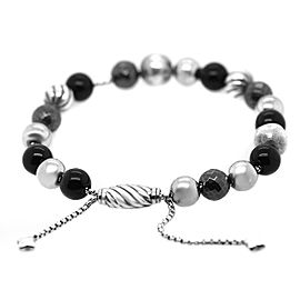 Sterling Silver Black Onyx Hematite 8mm Elements Bead Bracelet