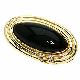 TASAKI 18k Yellow Gold Onyx Diamond Brooch LXGQJ-1208