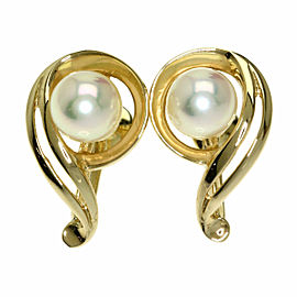 MIKIMOTO 18k Yellow Gold Akoya Pearl Earring LXGQJ-587