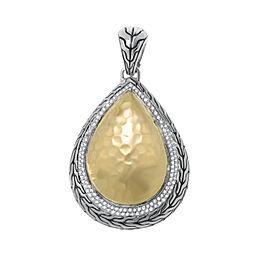 John Hardy Classic Chain 18K Yellow Gold and Sterling Silver Diamond Pendant