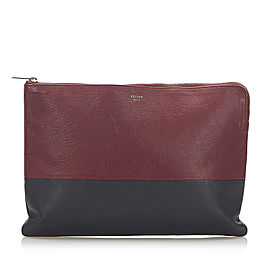 Celine Solo Bicolor Leather Clutch Bag