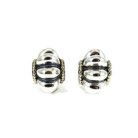 Lagos Sterling Silver 18K Yellow Gold Fluted Caviar Earrings