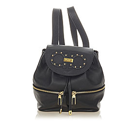 Studded Leather Drawstring Backpack