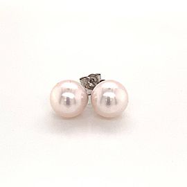 Akoya Pearl Earrings 14 KT White Gold 8.80 mm Certified $1,499