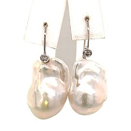 Diamond Fresh Water Pearl Earrings 14 KT Certified $1,950