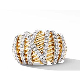 David Yurman Helena Dome Ring in 18K Yellow Gold with Diamonds