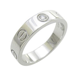 Cartier Mini Love 18K White Gold 1P Diamond Ring Size 4