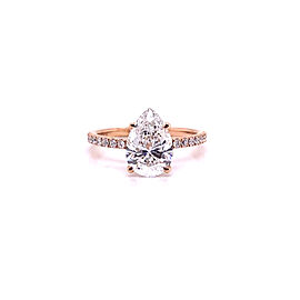 2 Carat Pear Shaped Lab Grown Diamond Engagement Ring.18K Rose Gold. IGI Certified