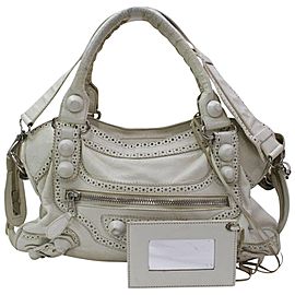 Balenciaga 867253 Oxford The City 2way Off-white Leather Shoulder Bag