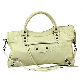 Balenciaga Balsl06 Medium City Beige Leather Satchel