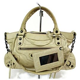 Balenciaga Beige First City 2way with Strap 872905 Cream Leather Shoulder Bag