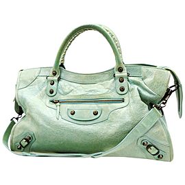 Balenciaga City 2way 234793 Mint Green Leather Shoulder Bag