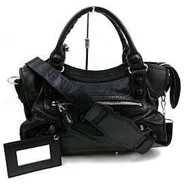 Balenciaga Giant City 2way 871820 Black Leather Shoulder Bag