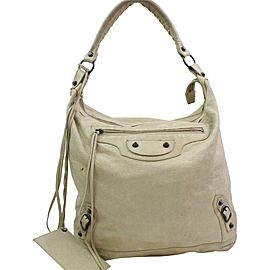 Balenciaga Hobo 866576 The Day One Beige Leather Shoulder Bag