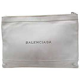 Balenciaga Light Everyday Zip Pouch 868540 Grey Leather Clutch