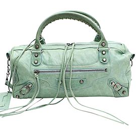 Balenciaga Mint Twiggy 2way Boston 868287 Green Leather Shoulder Bag