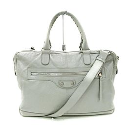 Balenciaga Grey Leather Motorcross Classic Mini Folder 2way Bag 863359