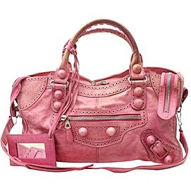 Balenciaga Oxford The City 2way 870151 Pink Leather Shoulder Bag