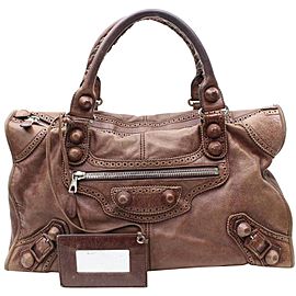 Balenciaga Oxford The First City Handbag 868288 Brown Leather Shoulder Bag