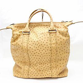 Balenciaga Pompon 867463 Beige Ostrich Leather Tote