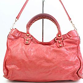 Balenciaga The City 2way 866491 Red Leather Shoulder Bag