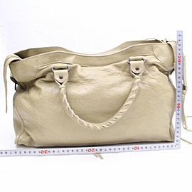 Balenciaga The City 2way 869864 Beige Leather Satchel