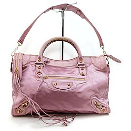 Balenciaga The City 2way 872819 Pink Silk Shoulder Bag