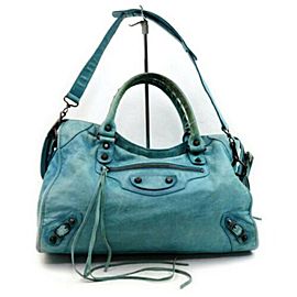 Balenciaga The City 2way 872835 Light Blue Leather Shoulder Bag