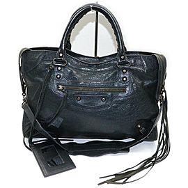 Balenciaga The City 2way Charcoal 872610 Gray Leather Shoulder Bag