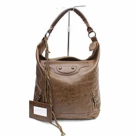 Balenciaga Hobo The Day 868317 Brown Leather Shoulder Bag