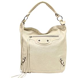 Balenciaga Hobo The Sunday 867764 Ivory Leather Shoulder Bag