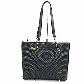 Bally Quilted Chain Tote 870114 Black Leather Shoulder Bag