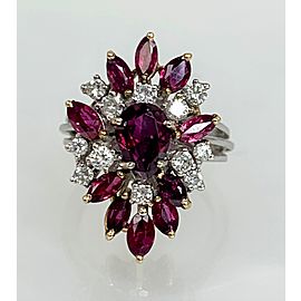 14K White Gold Pear Shaped Ruby Diamond Ring